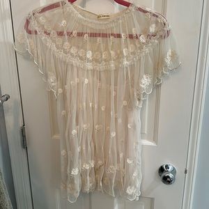 Ulla Johnson sheer cream embroidered blouse. Size 4. Matching camisole.